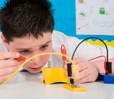Boy conducting science experiment