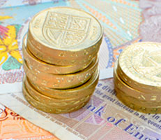 Pile of pound coins