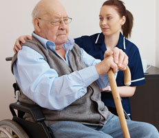 Nurse assisting sick person