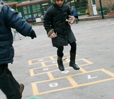 School children in playground