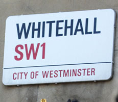 Road sign: Whitehall SW1