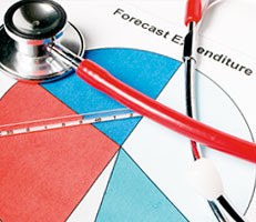 Stethoscope and financial forecast