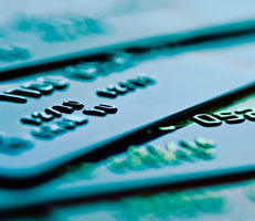 A stack of bank cards