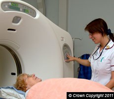 Nurse and patient in scanner