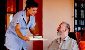 Patient being served a meal