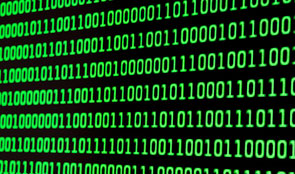 Monitor showing binary data