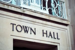 A Town Hall sign