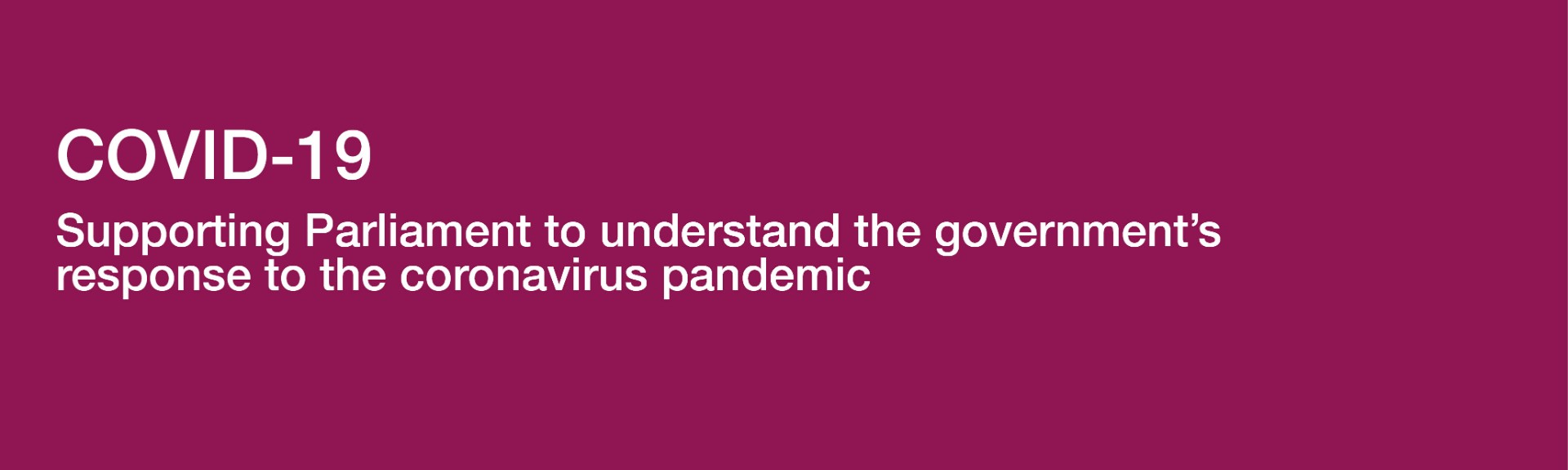COVID-19: Supporting Parliament to understand the government's response to the coronavirus pandemic