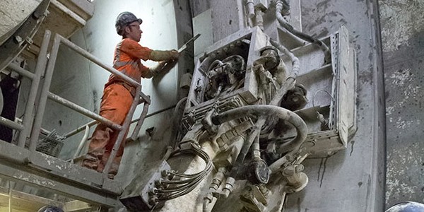 An engineer in a Crossrail tunnel