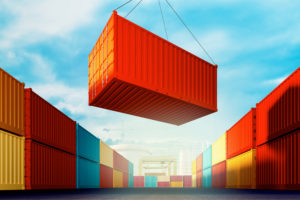 Storage container being lifted