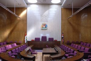 Photo of a council meeting chamber