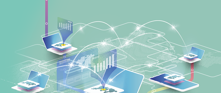 Illustration showing data moving in different directions